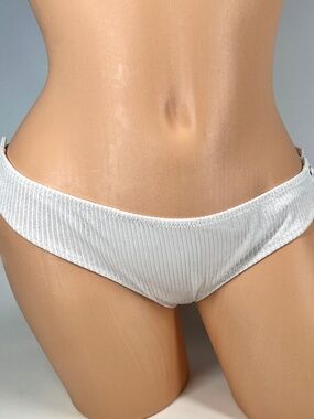 Victoria's Secret Mini Ceeksters White Silver Metallic Bikini Bottom L